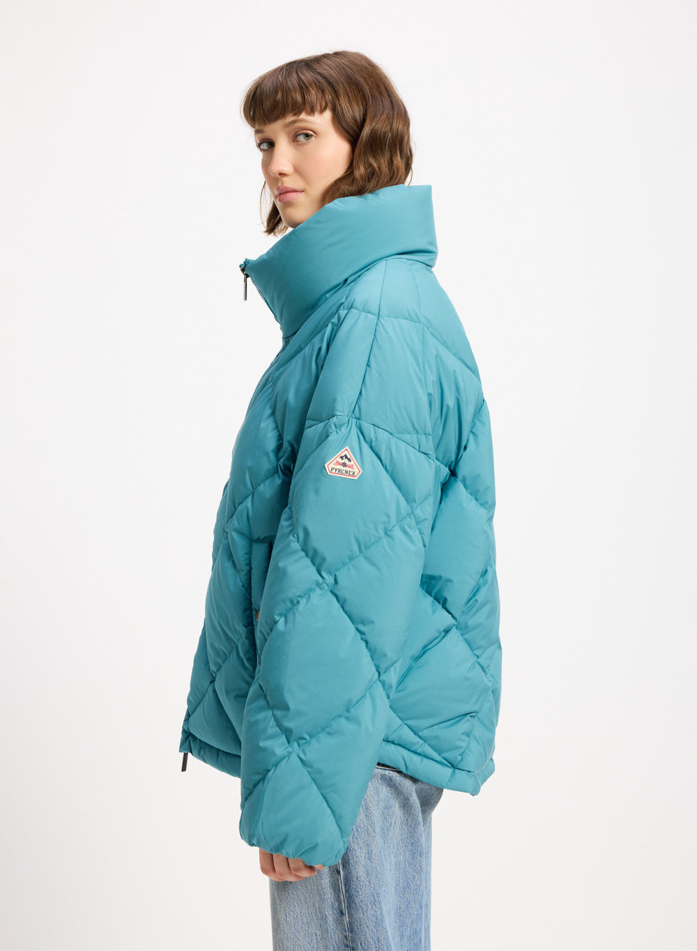 doudoune-oversize-femme-pyrenex-adele-col-enveloppant-turquoise image 3
