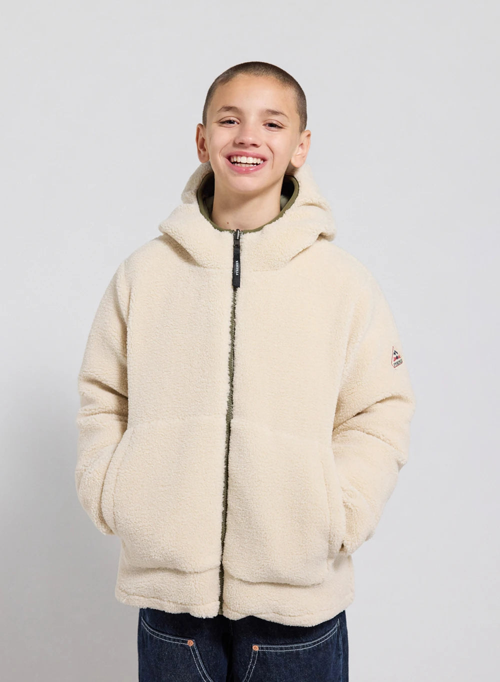 pyrenex-keylinn-doudoune-r-versible-enfant-kaki-clair-sherpa image 4