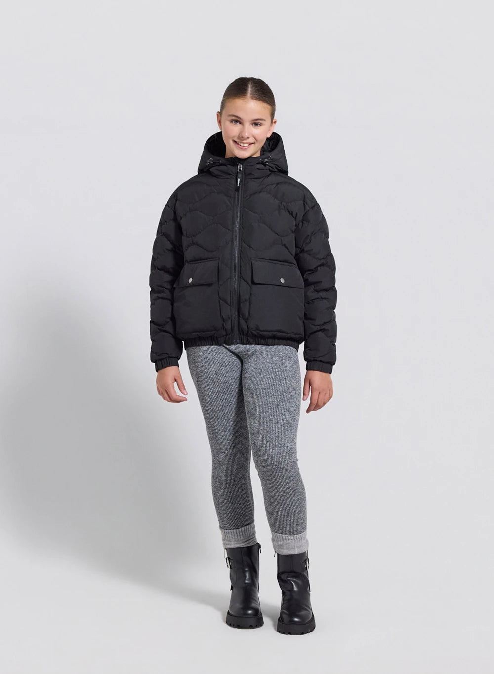 pyrenex-beille-doudoune-bomber-capuche-enfant-noire image 3