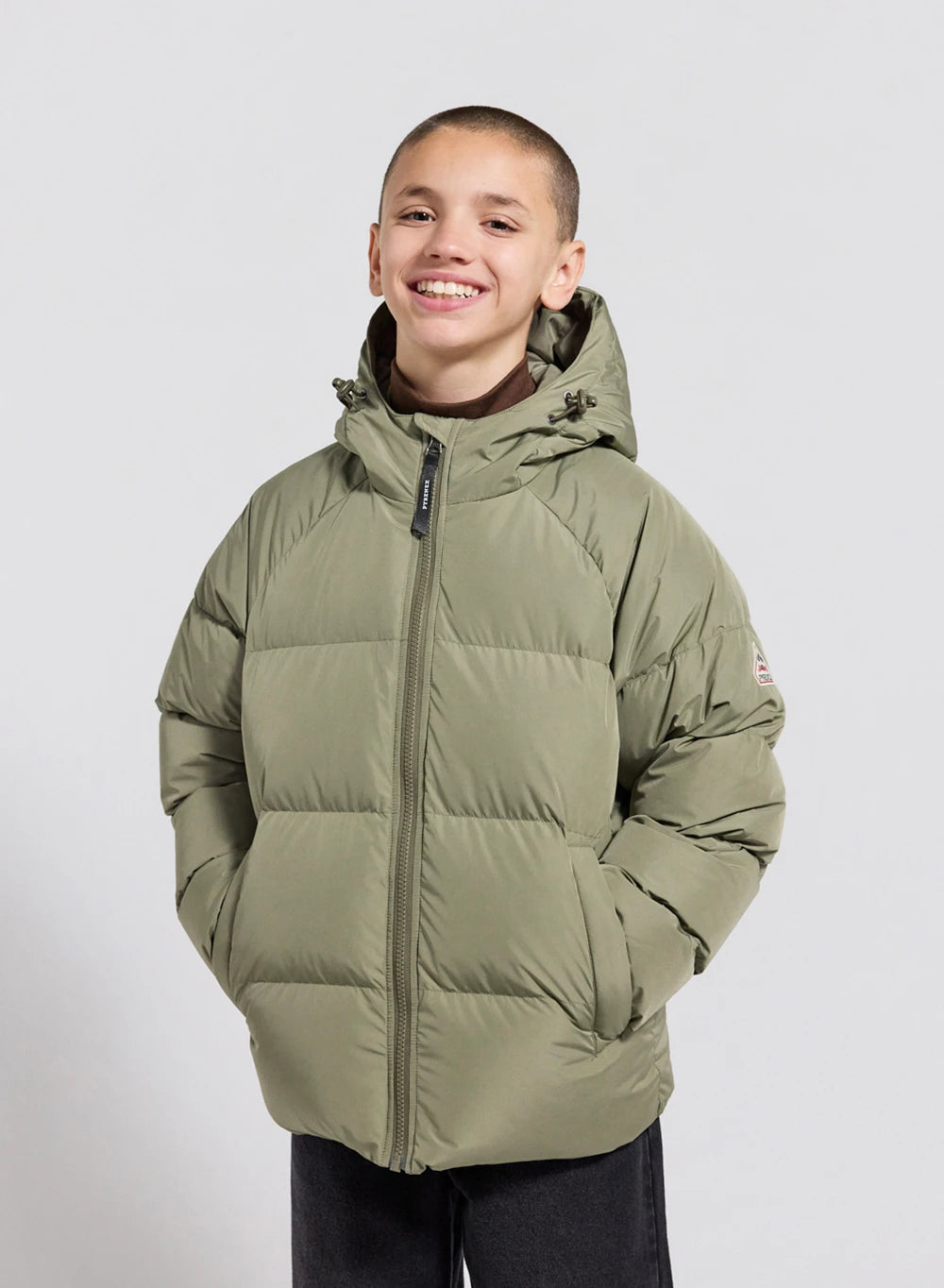 pyrenex-sten-smooth-doudoune-enfant-kaki-clair-capuche image 1