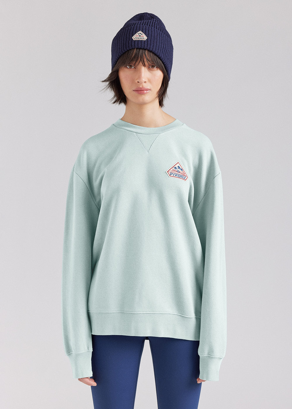 pyrenex-phase-sweat-col-rond-unisexe-pale-aqua-en-coton-bio image 1