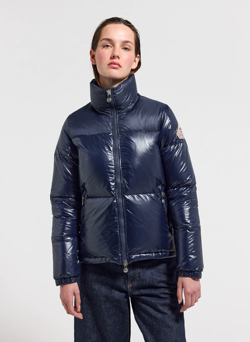 pyrenex-goldin-doudoune-courte-brillante-femme-amiral image 1