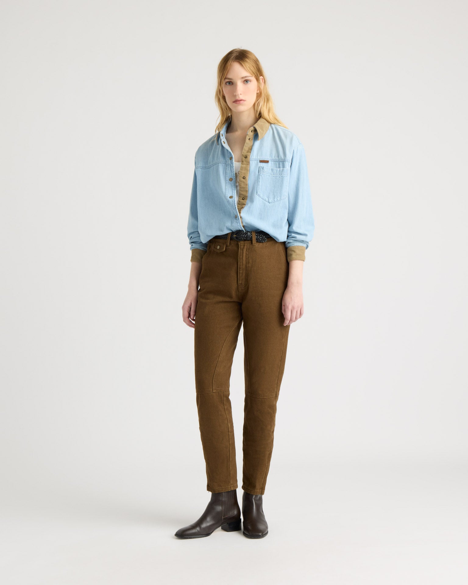 kanuk-cacouna-chemise-en-denim-col-et-poignets-velours-c-tel image 3