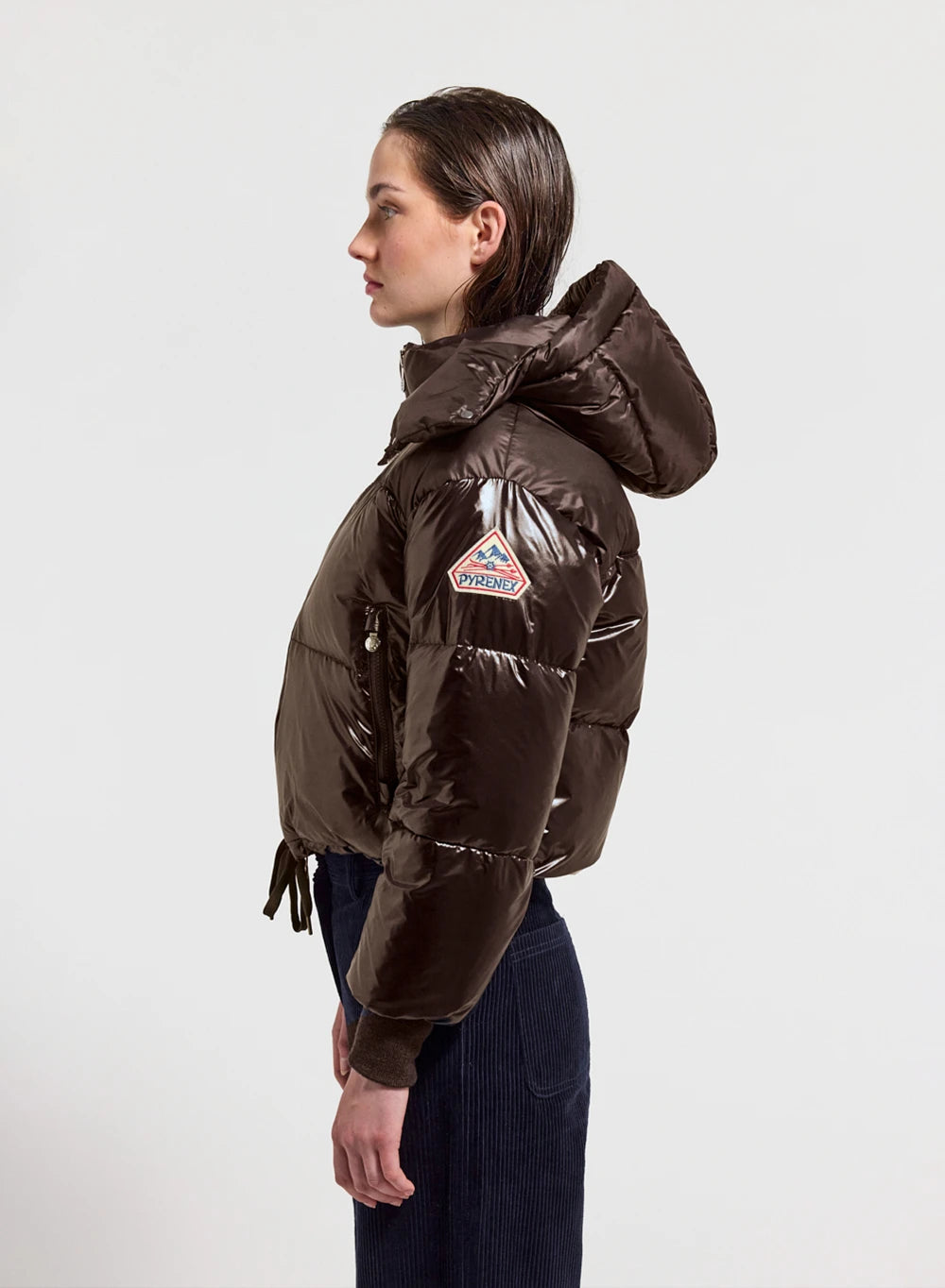 pyrenex-altic-doudoune-courte-capuche-femme-marron-fonc image 3