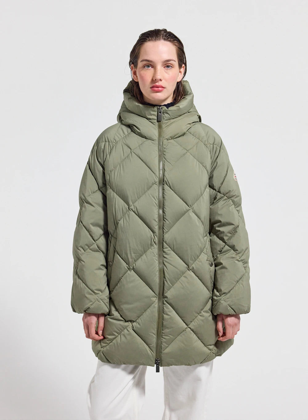 pyrenex-adele-parka-doudoune-longue-capuche-femme-kaki-clair image 1