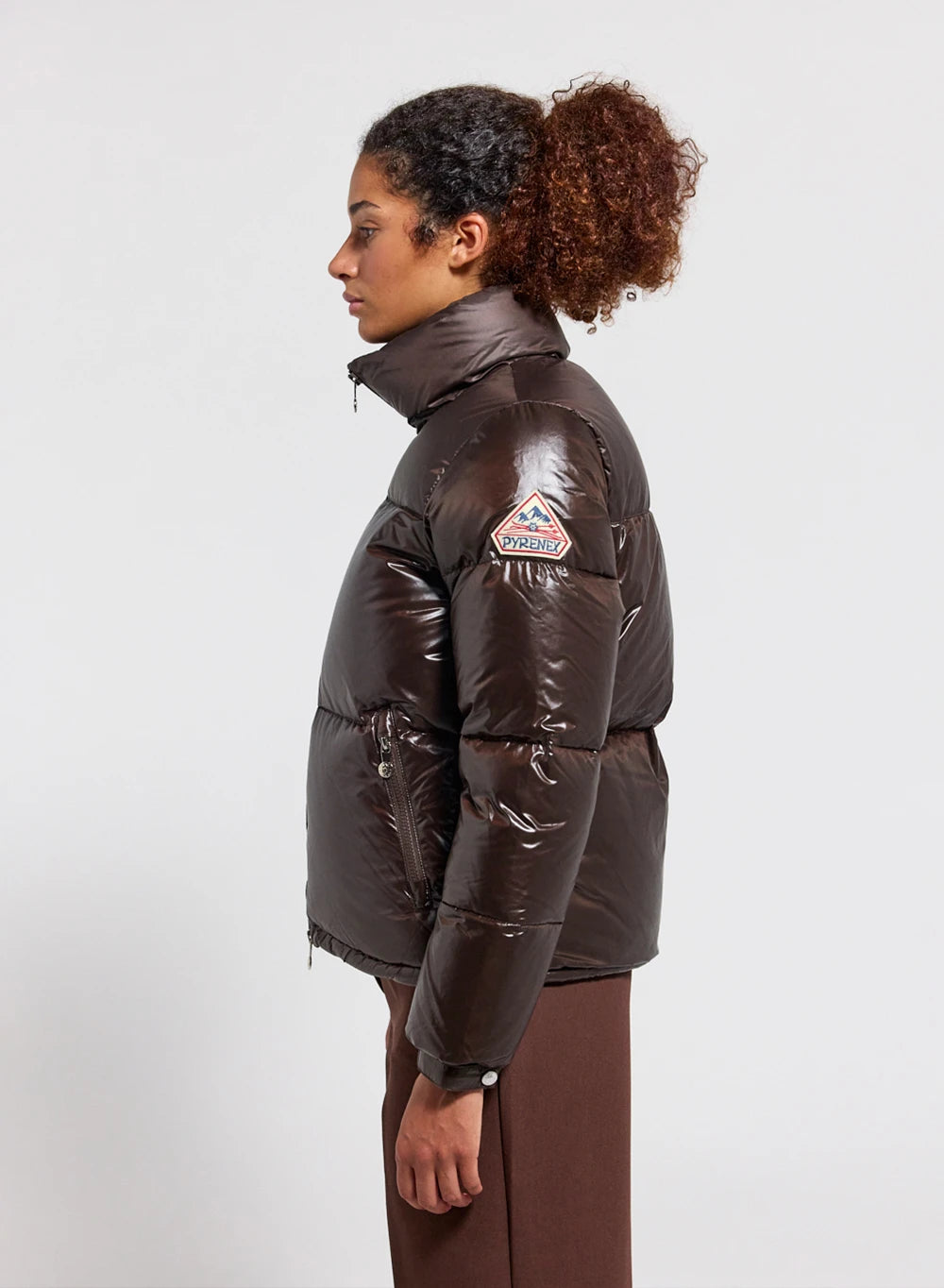 pyrenex-goldin-doudoune-femme-brillante-cintr-e-marron-fonc image 3
