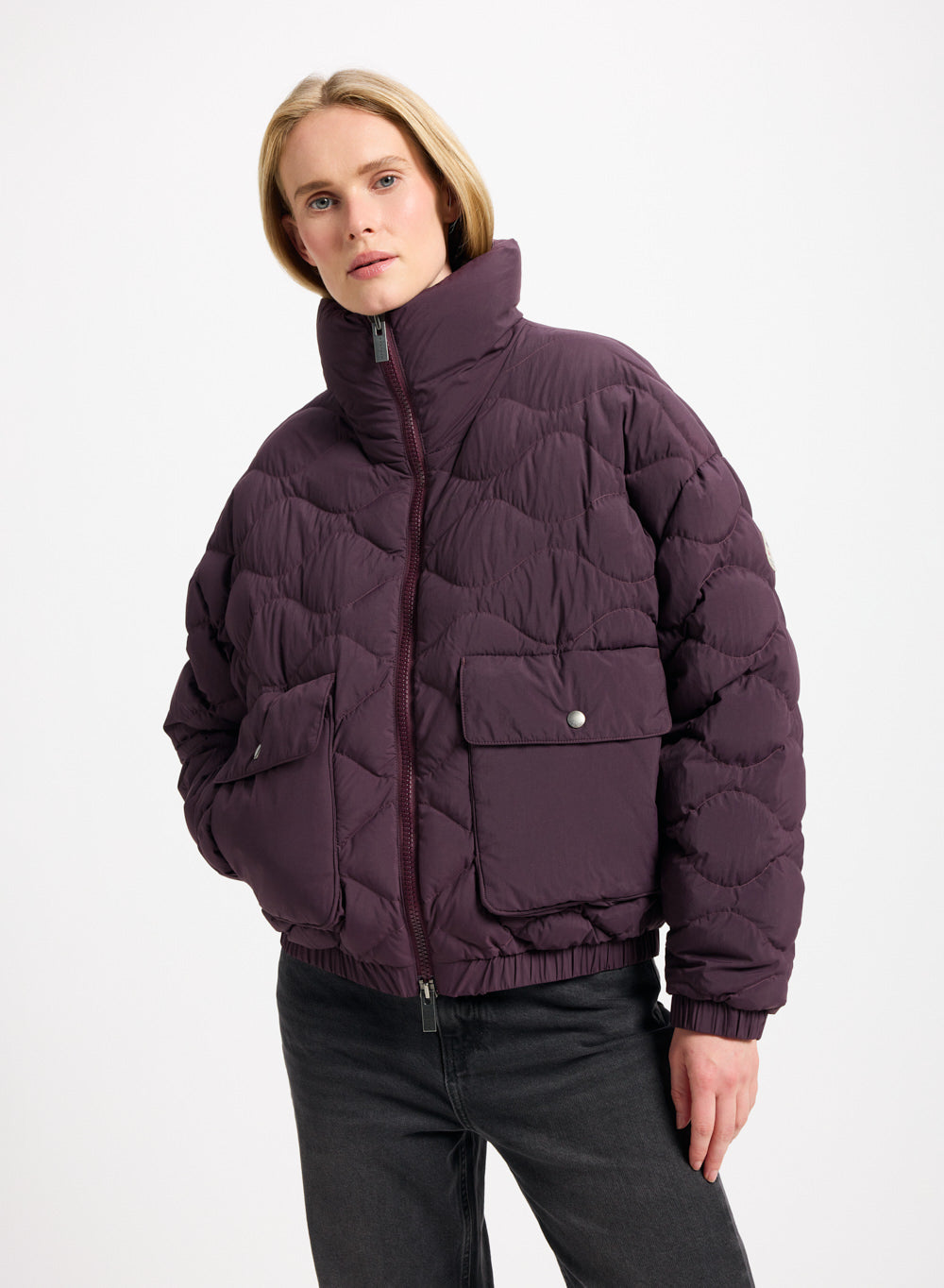 pyrenex-enola-doudoune-courte-bomber-femme-bordeaux image 1
