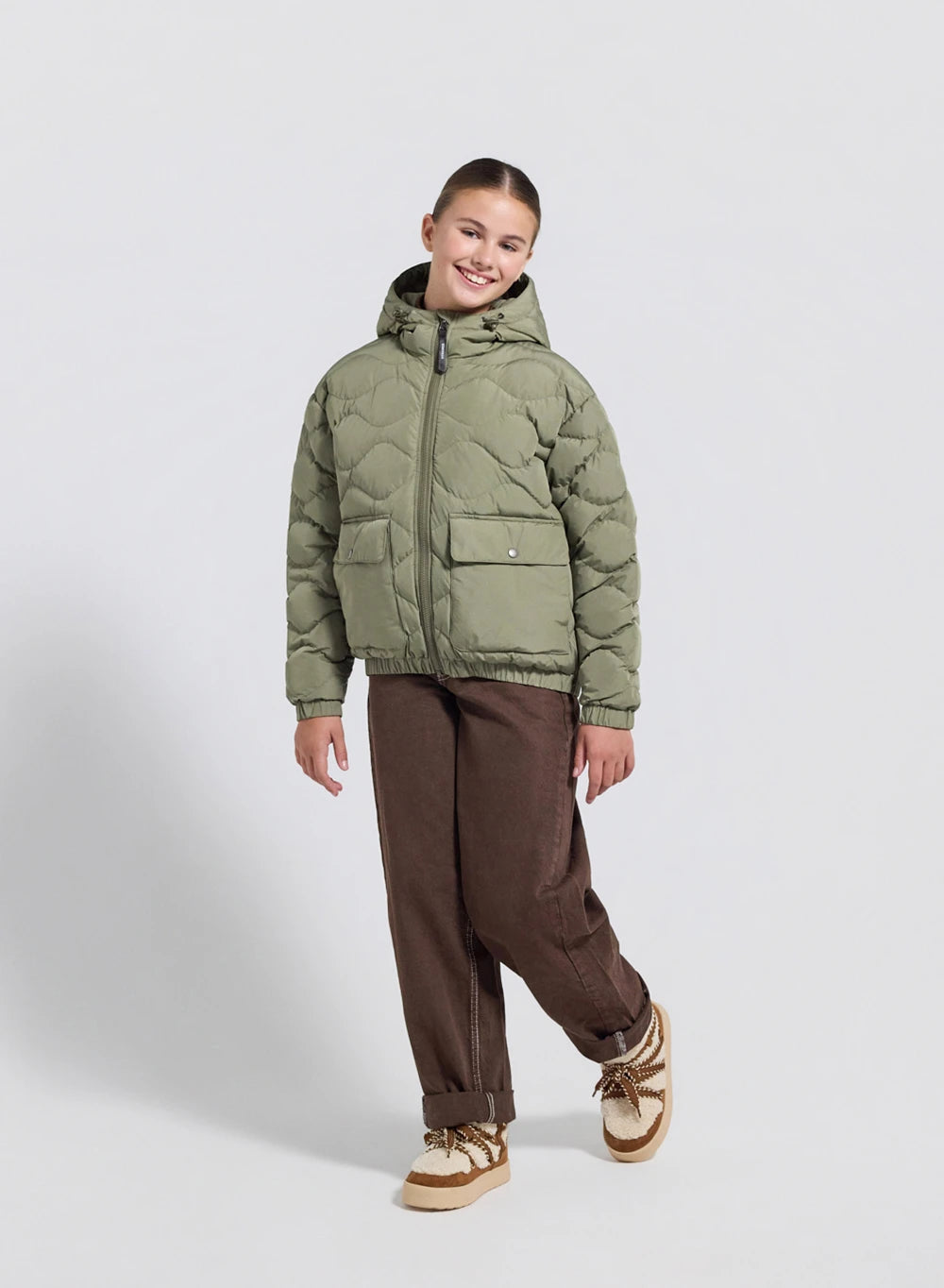 pyrenex-beille-doudoune-bomber-capuche-enfant-kaki-clair image 4