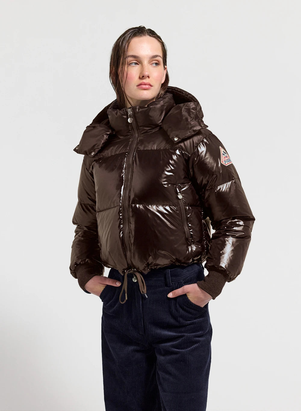 pyrenex-altic-doudoune-courte-capuche-femme-marron-fonc image 1