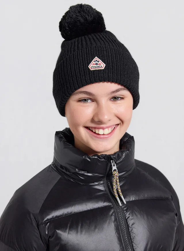 pyrenex-eki-bonnet-pompon-enfant-laine-noir image 1