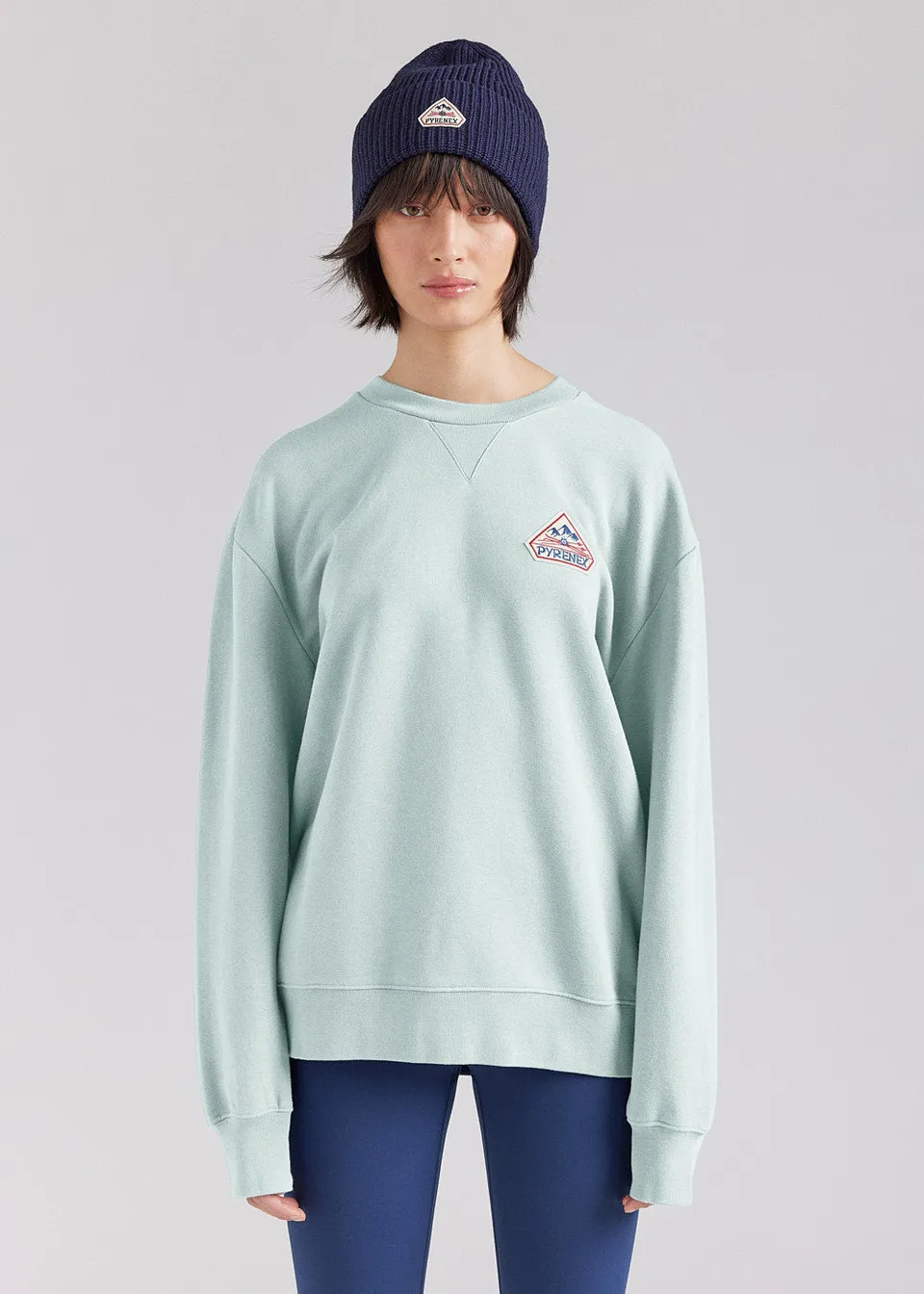 pyrenex-phase-sweat-col-rond-unisexe-pale-aqua-en-coton-bio image 1