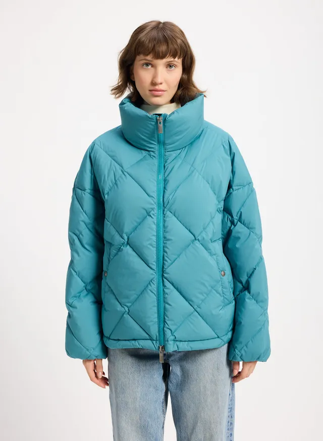 doudoune-oversize-femme-pyrenex-adele-col-enveloppant-turquoise image 1