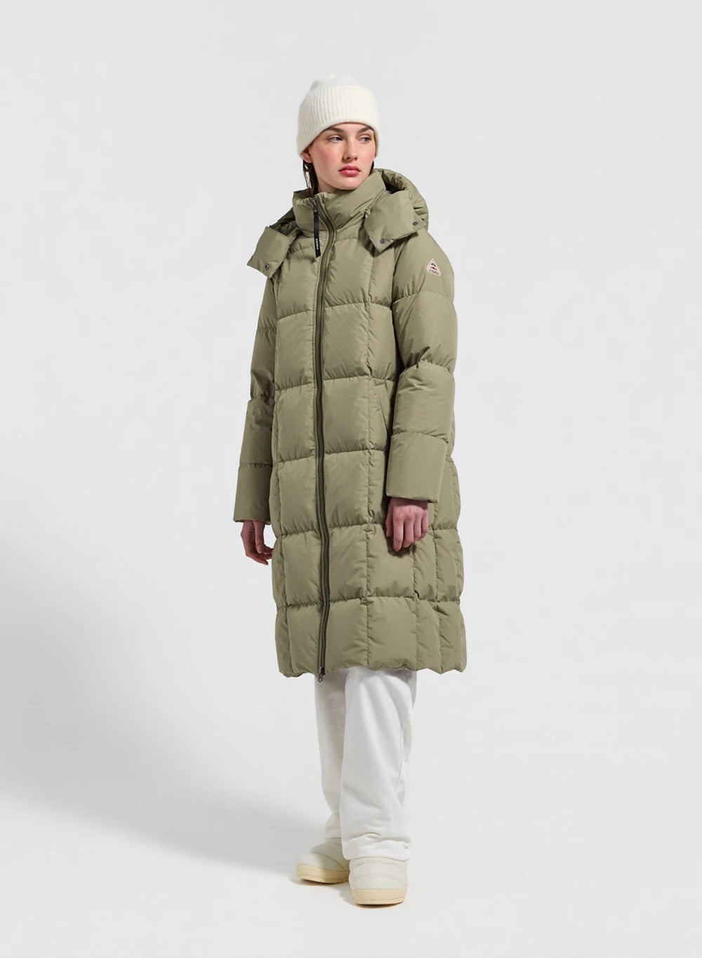 pyrenex-mystery-doudoune-hiver-longue-capuche-femme-kaki-clair image 2