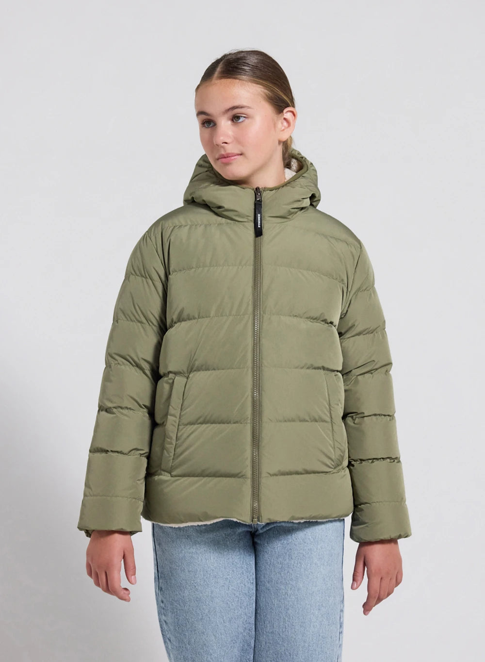 pyrenex-keylinn-doudoune-r-versible-enfant-kaki-clair-sherpa image 1