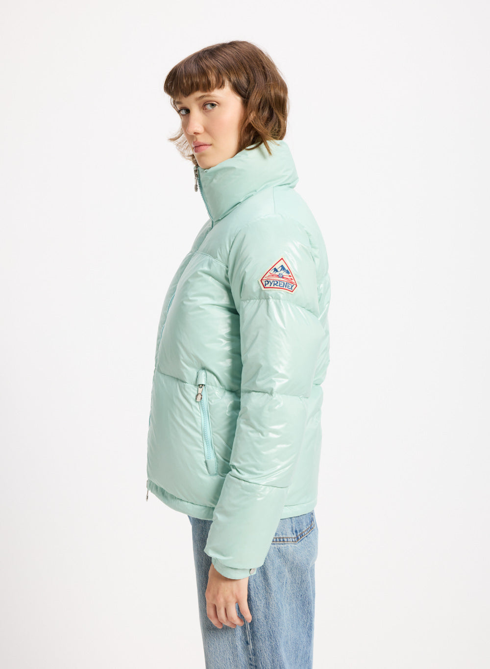 pyrenex-goldin-doudoune-courte-brillante-femme-vert-d-eau image 3