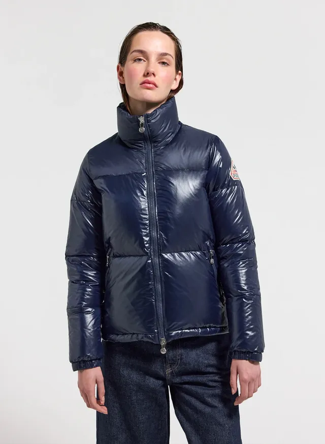pyrenex-goldin-doudoune-courte-brillante-femme-amiral image 1