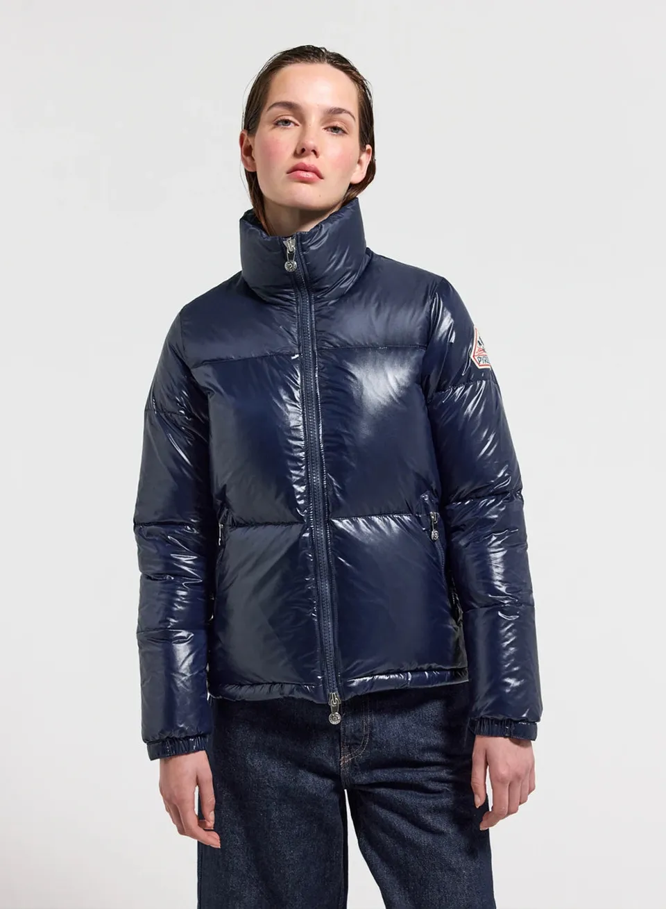 pyrenex-goldin-doudoune-courte-brillante-femme-amiral image 1