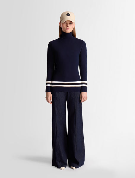 fusalp-judith-pull-femme-col-roul-maille-ecovero-graphique image 1