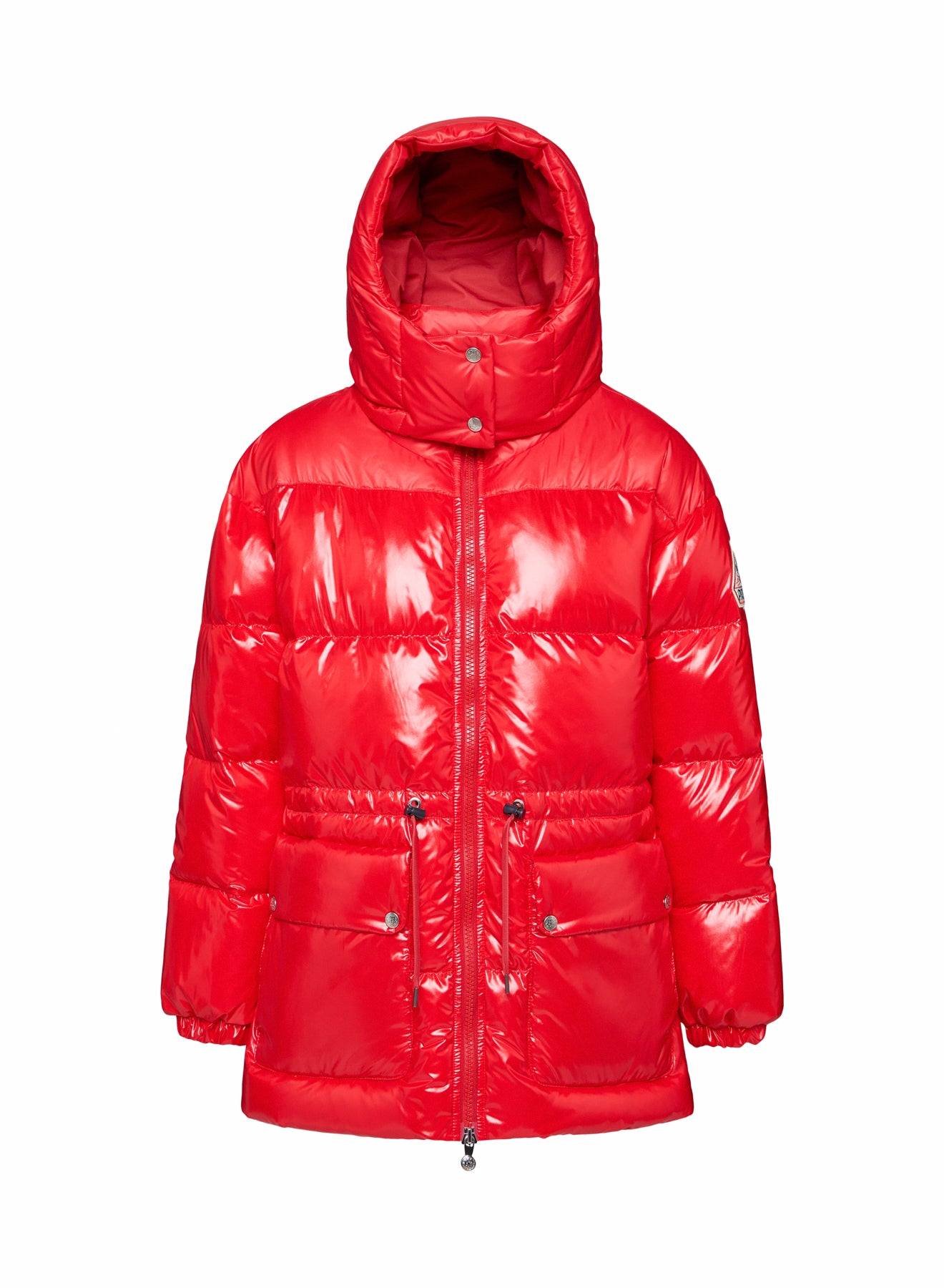 doudoune-brillante-capuche-femme-pyrenex-alexa-rouge-mi-longue image 6