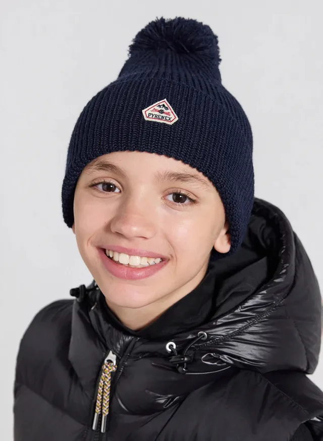 pyrenex-eki-bonnet-pompon-enfant-bleu-marine image 1