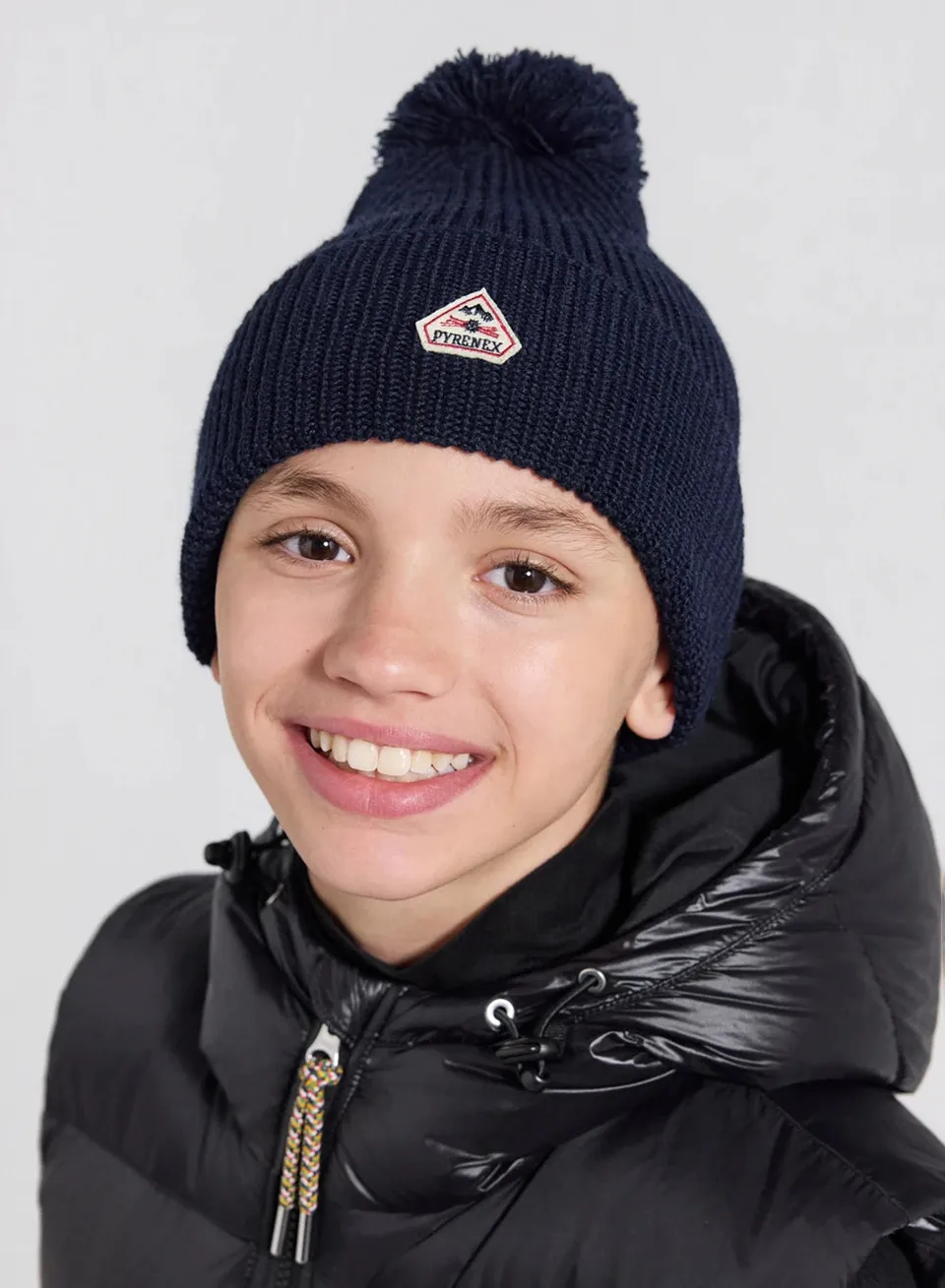 pyrenex-eki-bonnet-pompon-enfant-bleu-marine image 1