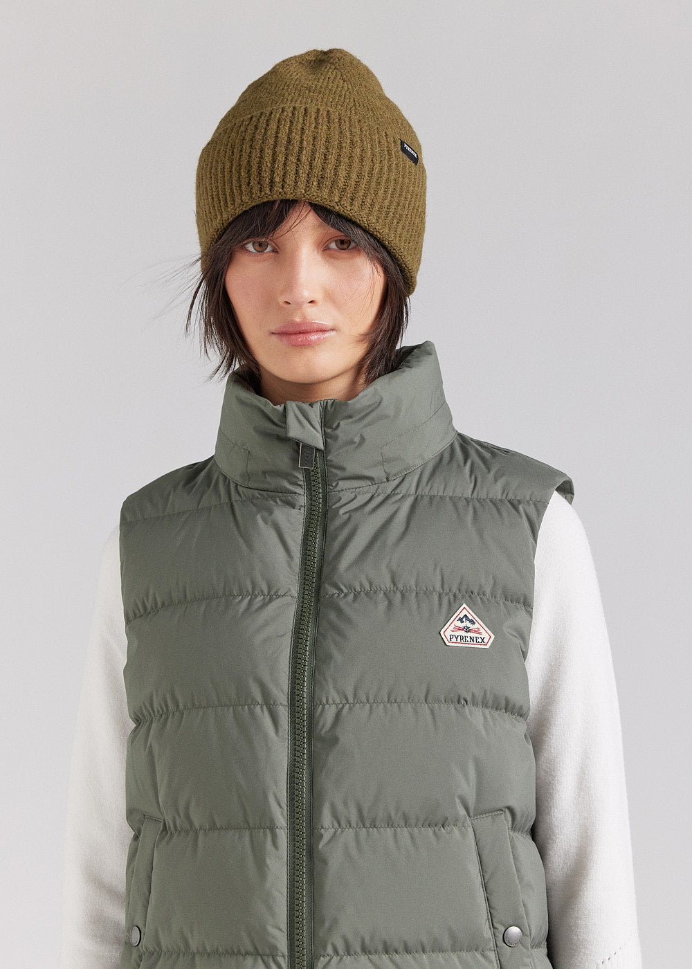 pyrenex-spoutnic-doudoune-sans-manches-femme-capuche-amovible-deep-khaki image 3