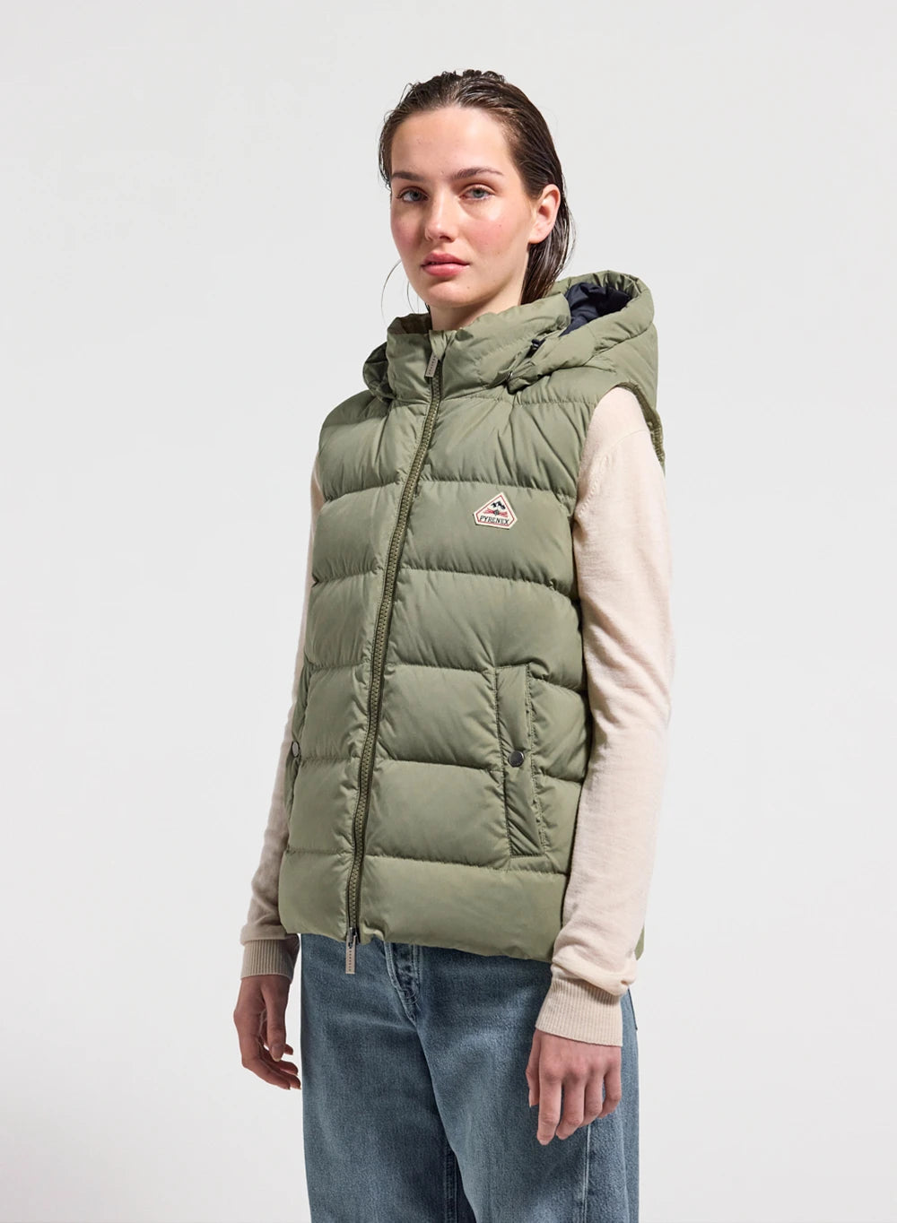 pyrenex-spoutnic-doudoune-sans-manches-femme-khaki-clair image 1