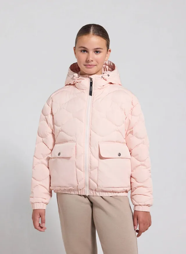 doudoune-bomber-capuche-enfant-pyrenex-beille-rose-clair image 1