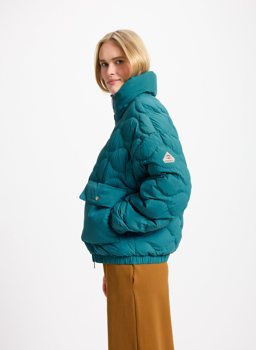 pyrenex-enola-doudoune-courte-bomber-turquoise-en-duvet image 3