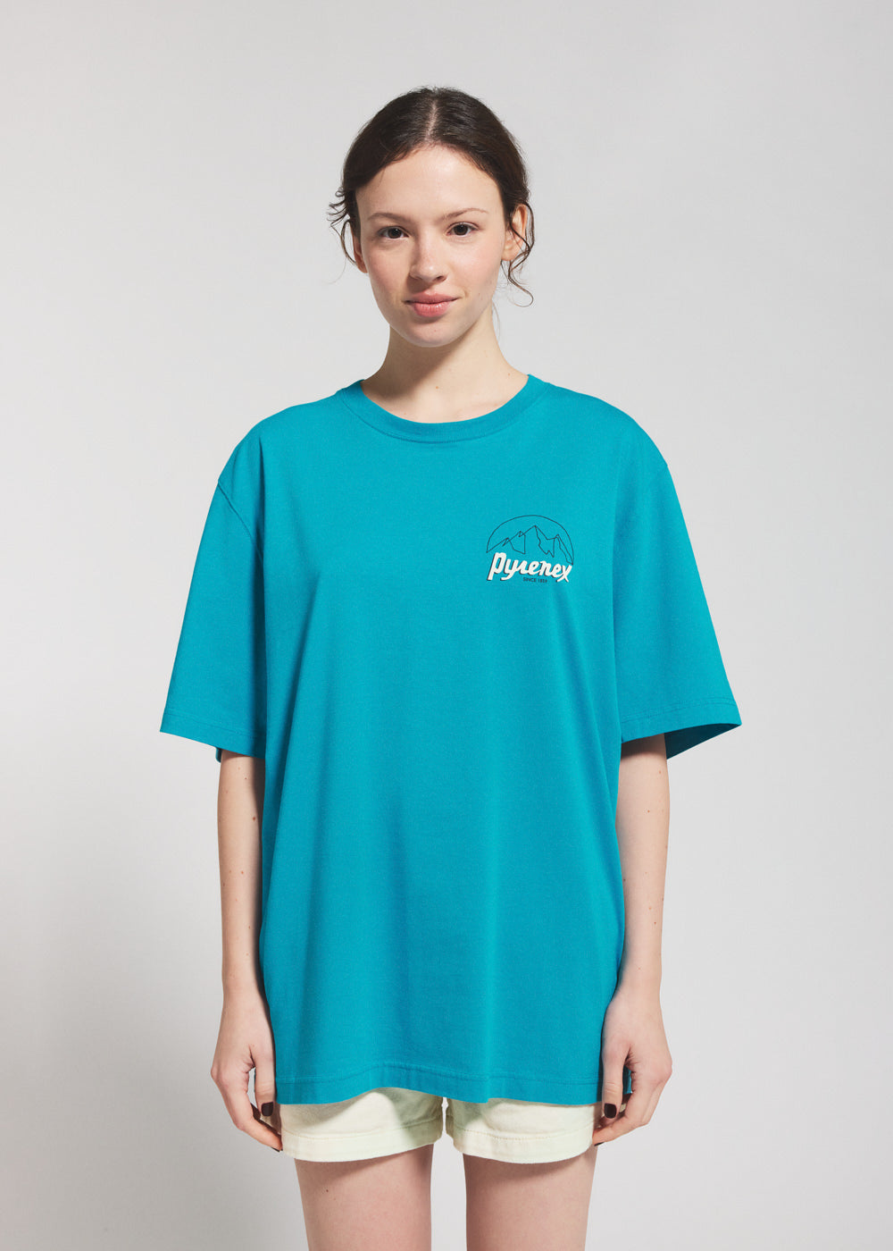 pyrenex-hill-t-shirt-unisexe-coton-bio-turquoise image 1