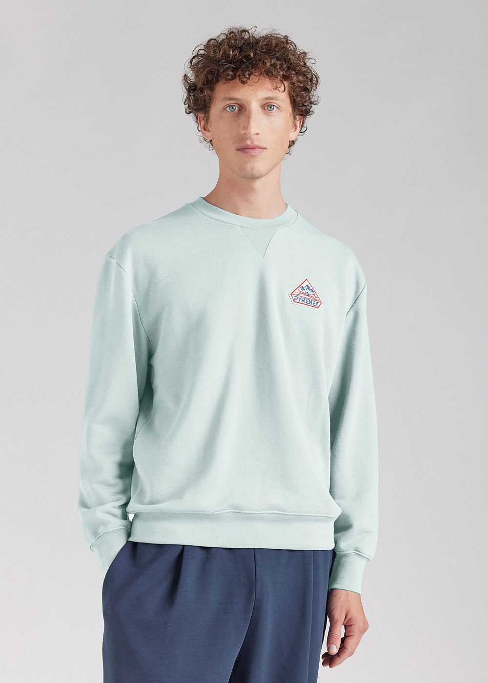 pyrenex-phase-sweat-col-rond-unisexe-pale-aqua-en-coton-bio image 2