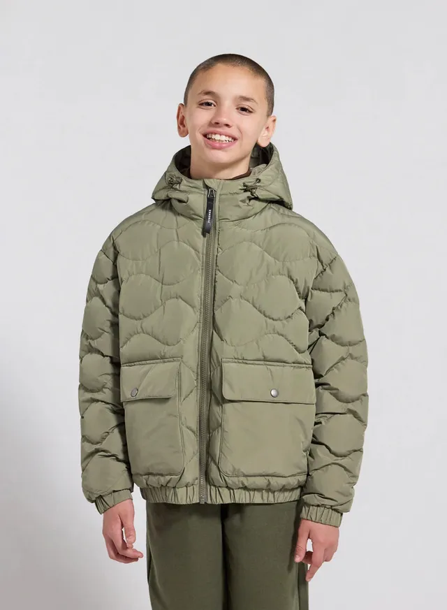 pyrenex-beille-doudoune-bomber-capuche-enfant-kaki-clair image 1