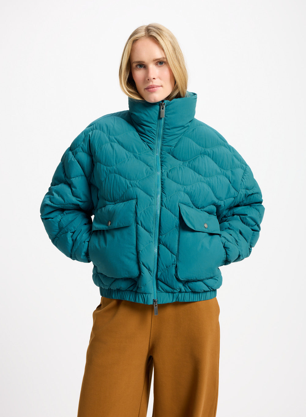pyrenex-enola-doudoune-courte-bomber-turquoise-en-duvet image 1