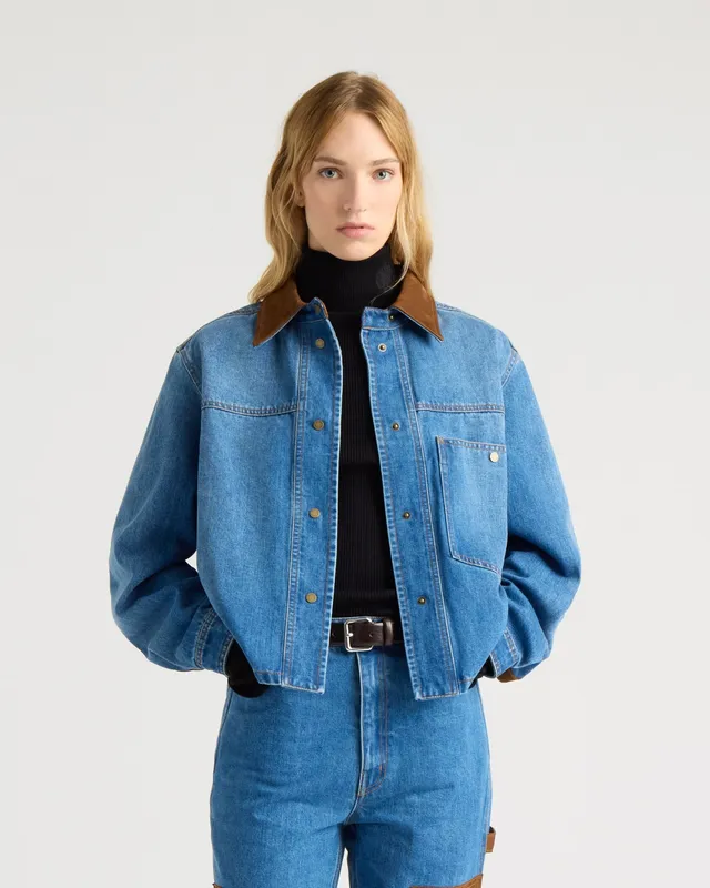 kanuk-camille-surchemise-courte-en-denim-col-cuir image 1