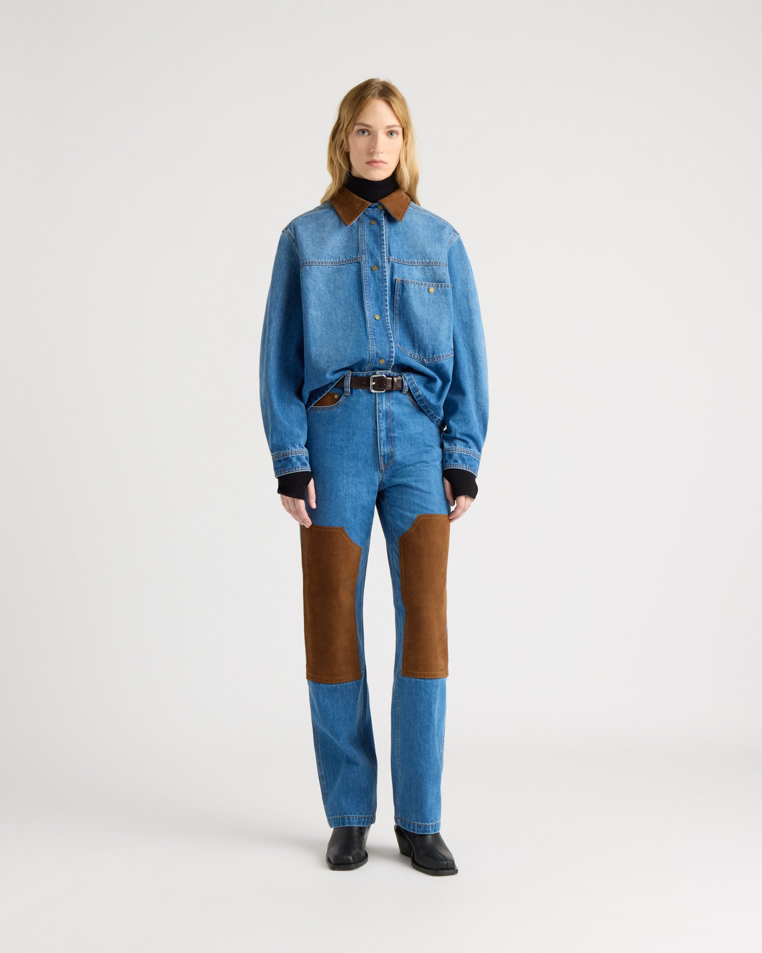 kanuk-camille-surchemise-courte-en-denim-col-cuir image 3