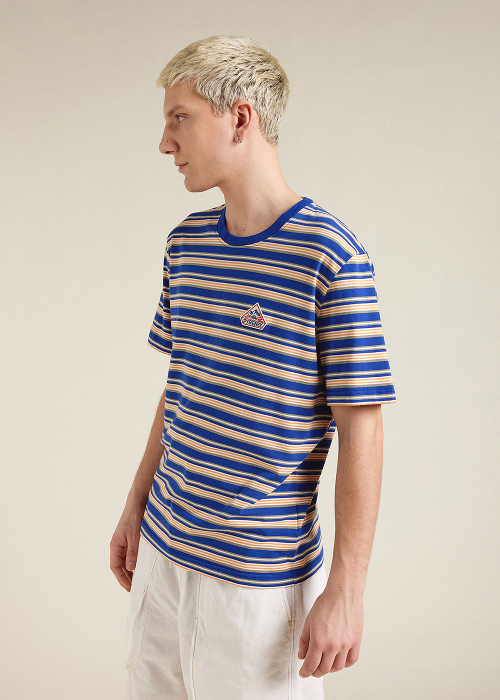 pyrenex-horizon-t-shirt-unisexe-rayures-coton-bio-blue-print image 4