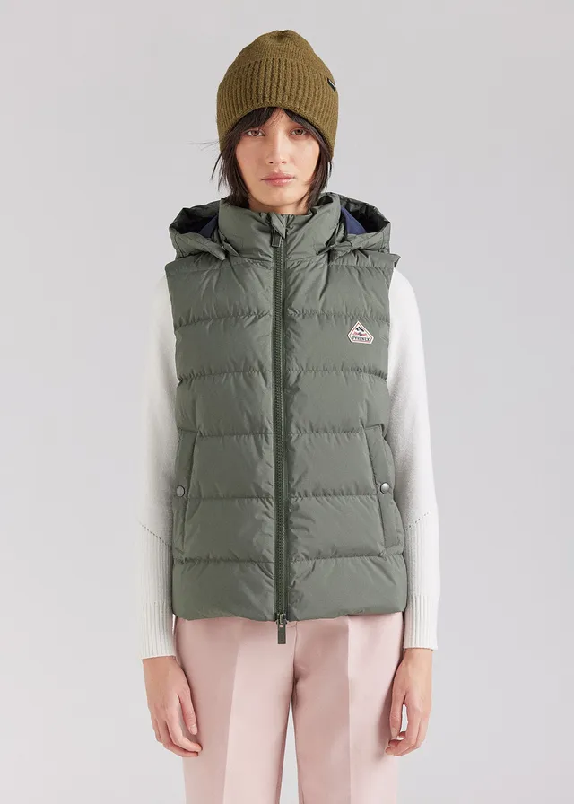 pyrenex-spoutnic-doudoune-sans-manches-femme-capuche-amovible-deep-khaki image 1