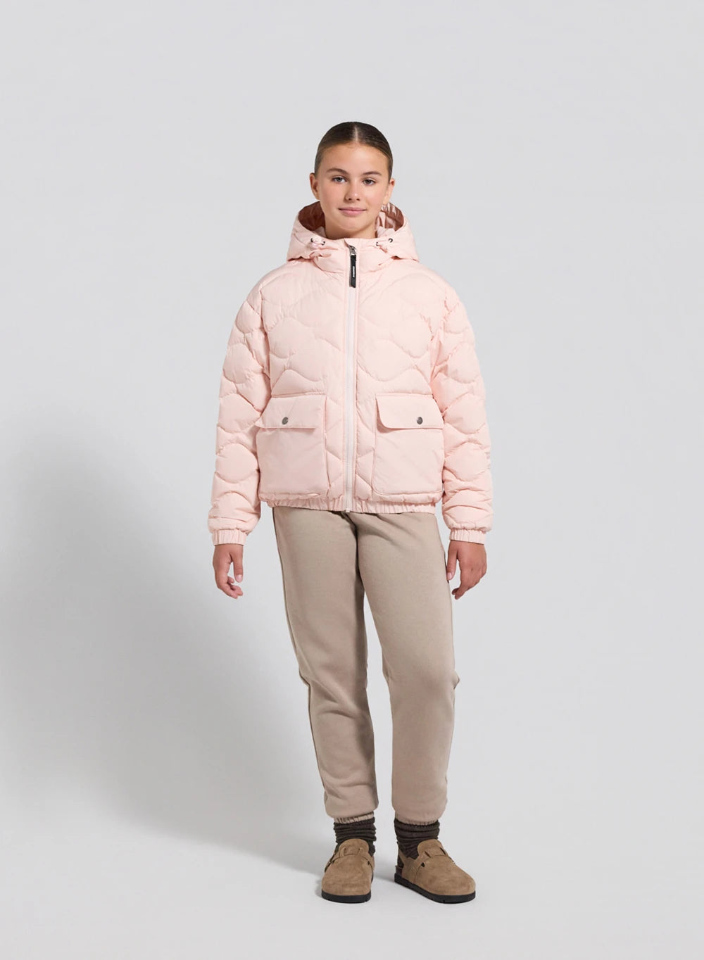doudoune-bomber-capuche-enfant-pyrenex-beille-rose-clair image 2