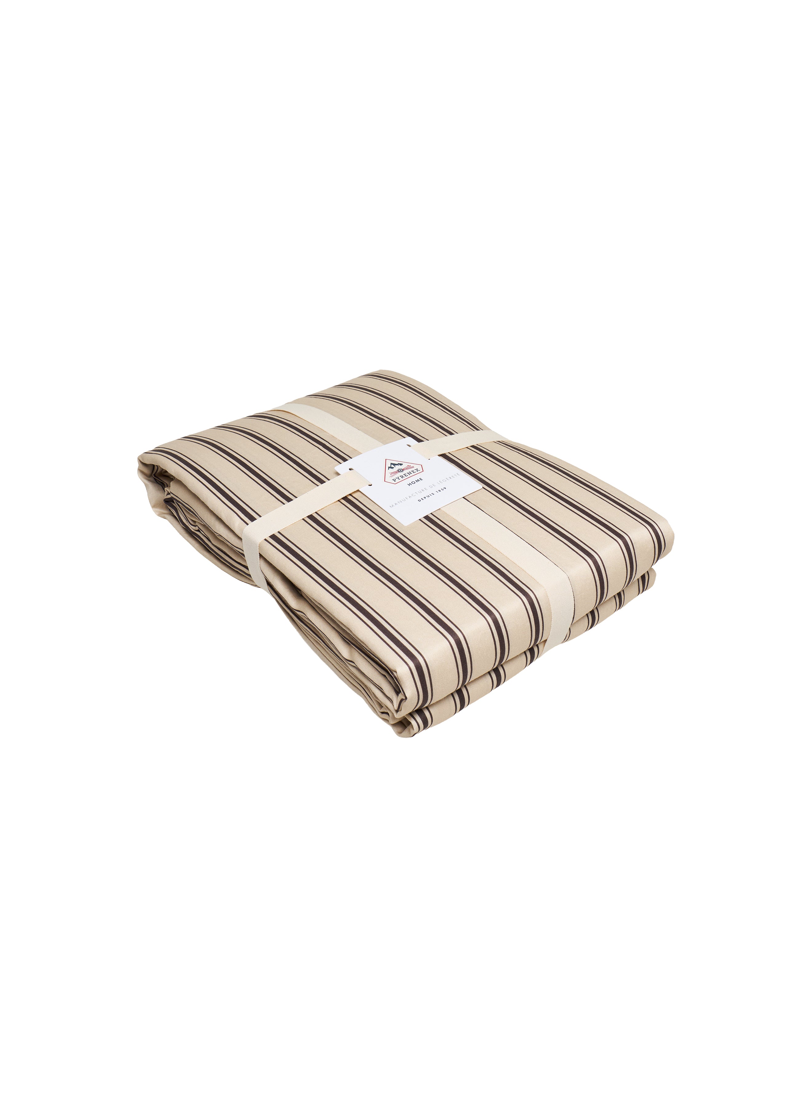 pyrenex-lily-housse-de-couette-satin-rayures-marron-cru-coton-bio-tencel image 4