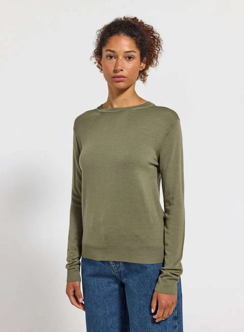 pyrenex-mysig-pull-fin-col-rond-laine-m-rinos-femme-kaki image 1