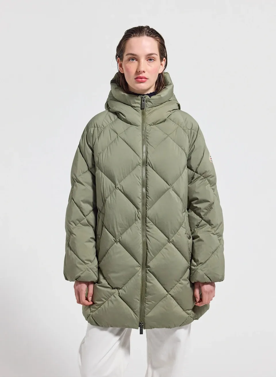 pyrenex-adele-parka-doudoune-longue-capuche-femme-kaki-clair image 1