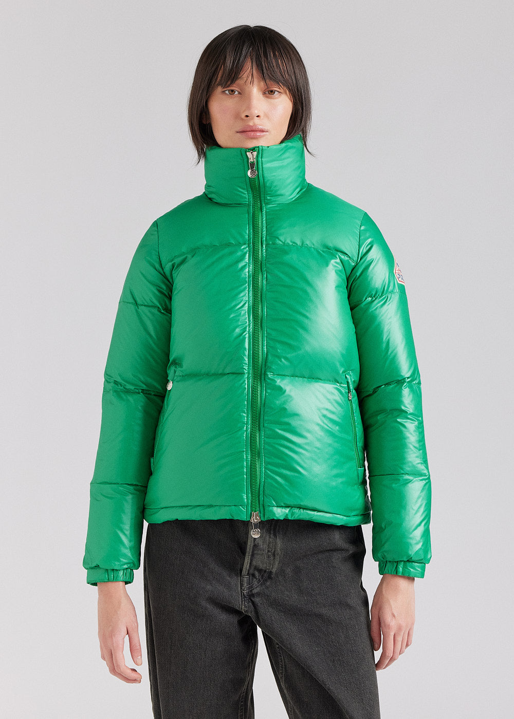 pyrenex-goldin-doudoune-courte-brillante-femme-verte image 1