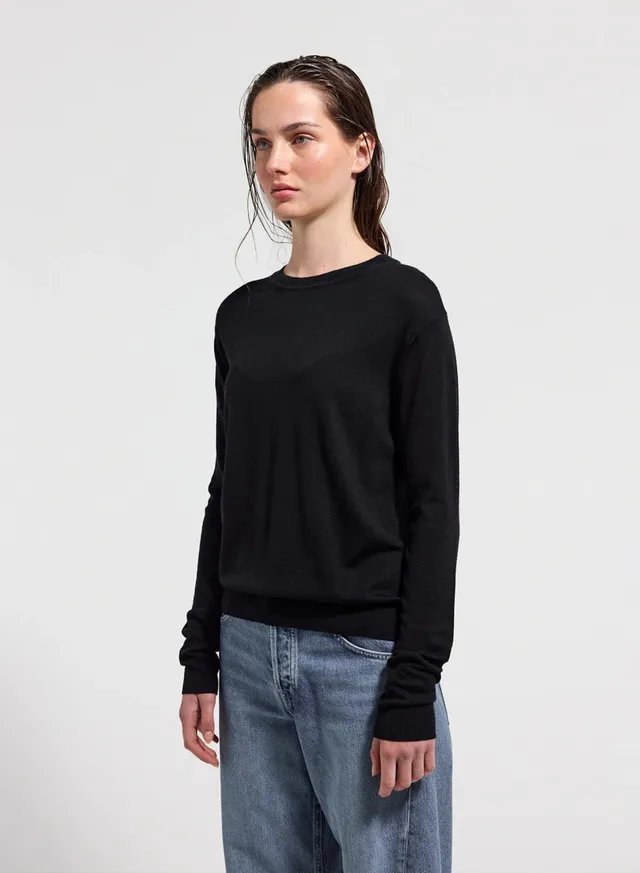 pyrenex-mysig-pull-fin-col-rond-laine-m-rinos-femme-noir image 1