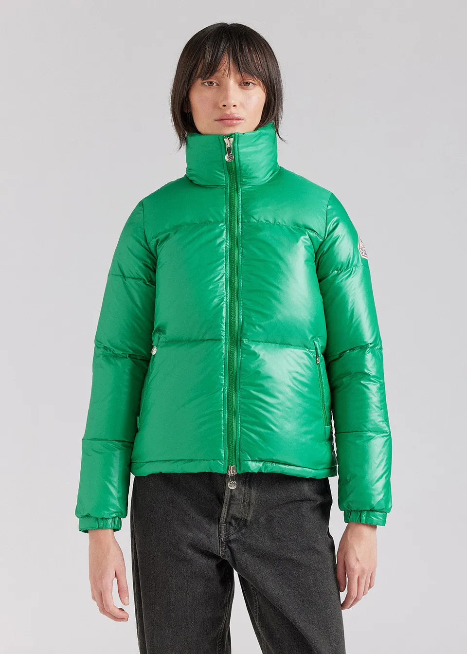 pyrenex-goldin-doudoune-courte-brillante-femme-verte image 1