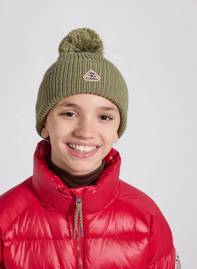 pyrenex-eki-bonnet-pompon-enfant-en-laine-kaki image 1