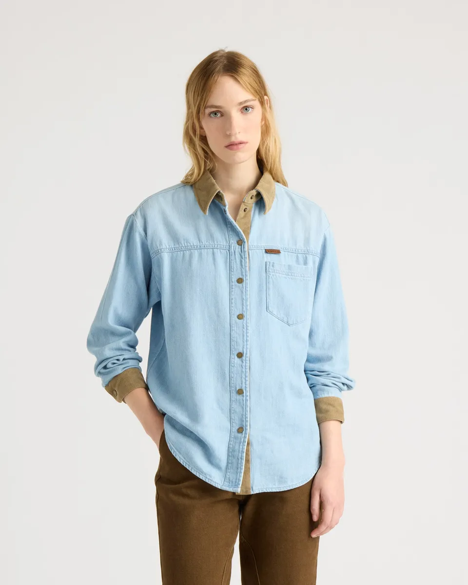 kanuk-cacouna-chemise-en-denim-col-et-poignets-velours-c-tel image 1