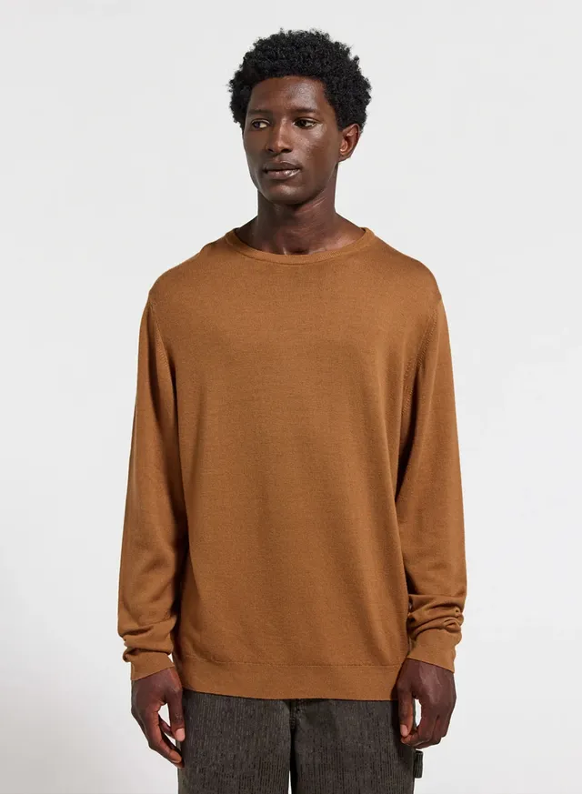 pull-col-rond-homme-pyrenex-omhet-marron-laine-m-rinos image 1