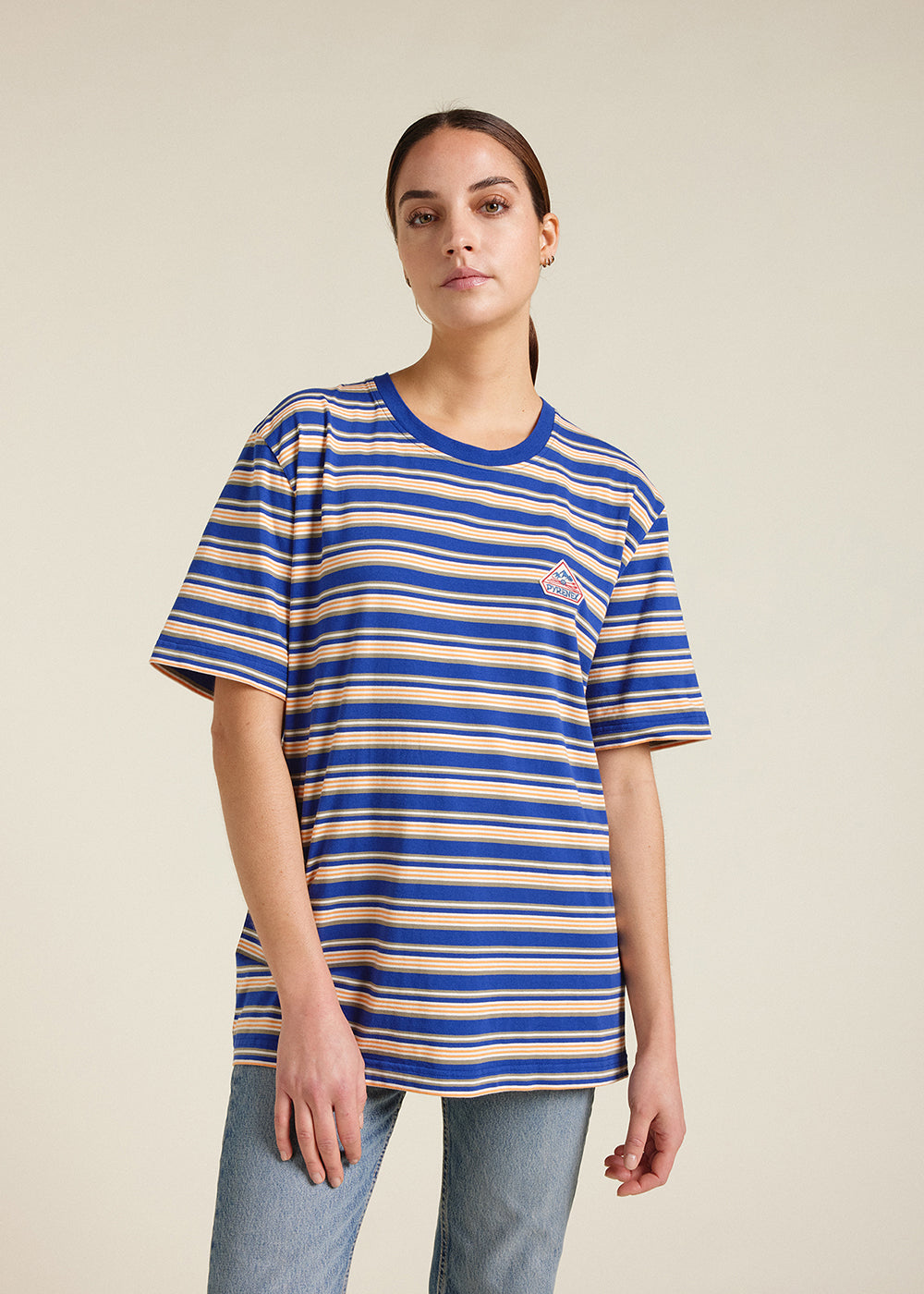 pyrenex-horizon-t-shirt-unisexe-rayures-coton-bio-blue-print image 3