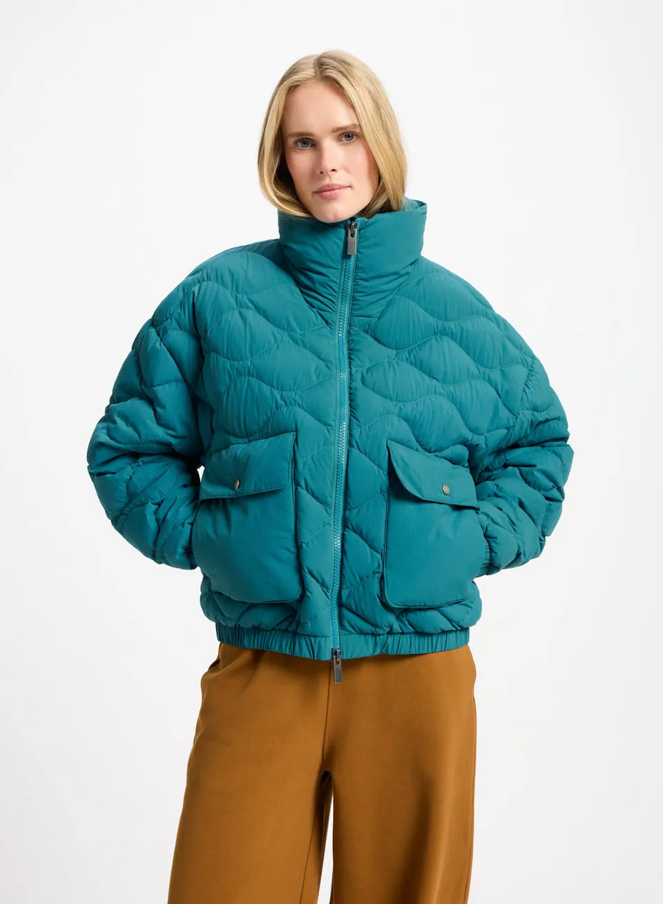 pyrenex-enola-doudoune-courte-bomber-turquoise-en-duvet image 1
