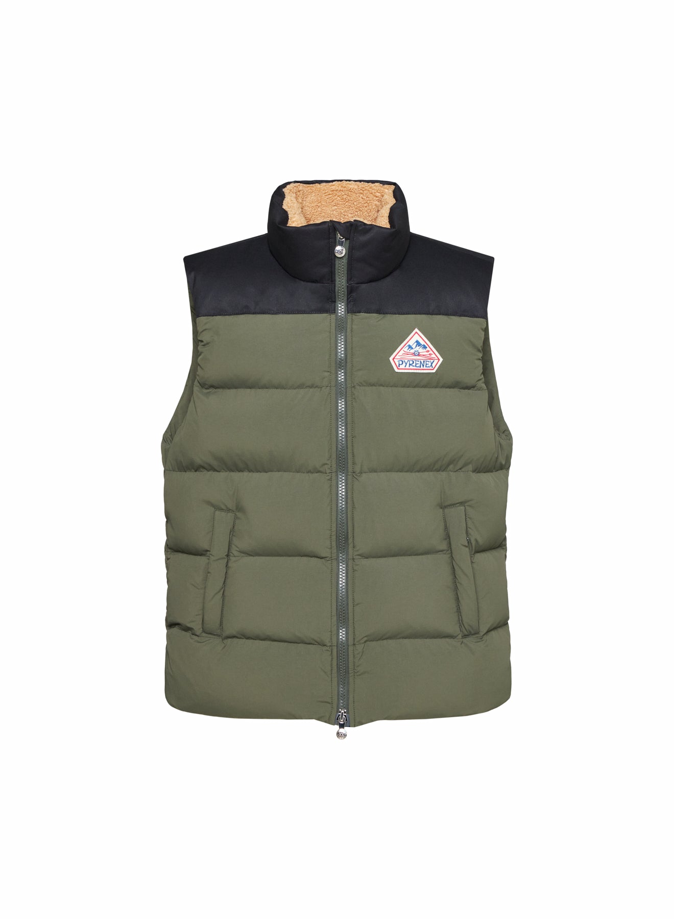 pyrenex-retro-john-doudoune-sans-manche-kaki-fonc-col-sherpa image 8